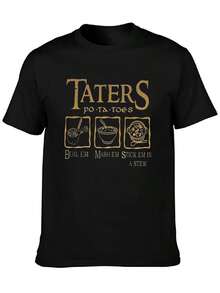 L-Lords Of The R-Rings T Shirt Summer Taters Potatoes Cotton T-Shirts For Men's Trending Pattern Tshirt Short-Sleeve Tees - Black - View 1