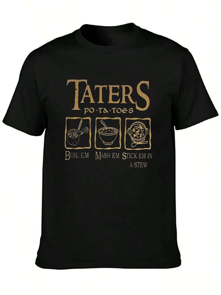 L-Lords Of The R-Rings T Shirt Summer Taters Potatoes Cotton T-Shirts For Men's Trending Pattern Tshirt Short-Sleeve Tees - Black - View 1