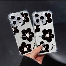 透明なスペースデザインのスマホケース、5、6、6S、6Plus、8、SE2、SE3、X、XS、XR、11、11Pro、11Pro、12、12、13、14、15、16、17、18、19に適しています。 4つのコーナーの耐衝撃性で落下防止、バレンタインデーの彼女への誕生日プレゼントに最适な黒い花の茎の保護性と軽量性に優れた高品質シェルケース。 - クリア - チェックする 4