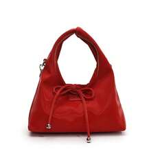 Bolso de hombro para mujer con diseño de cubo y lazo dulce nuevo estilo simple y casual bolso cruzado versátil bolso de mano - Rojo - Ver 6