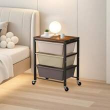 Rolling Cart With 5 Drawers Plastic Drawer Sge Carts With Wheels And Wooden Tabletop Metal Utility Cart With Pegboards Office Living Room Classroom Craft Organization And Sge Bright E - 5-drawer+Dark Brown - View 2