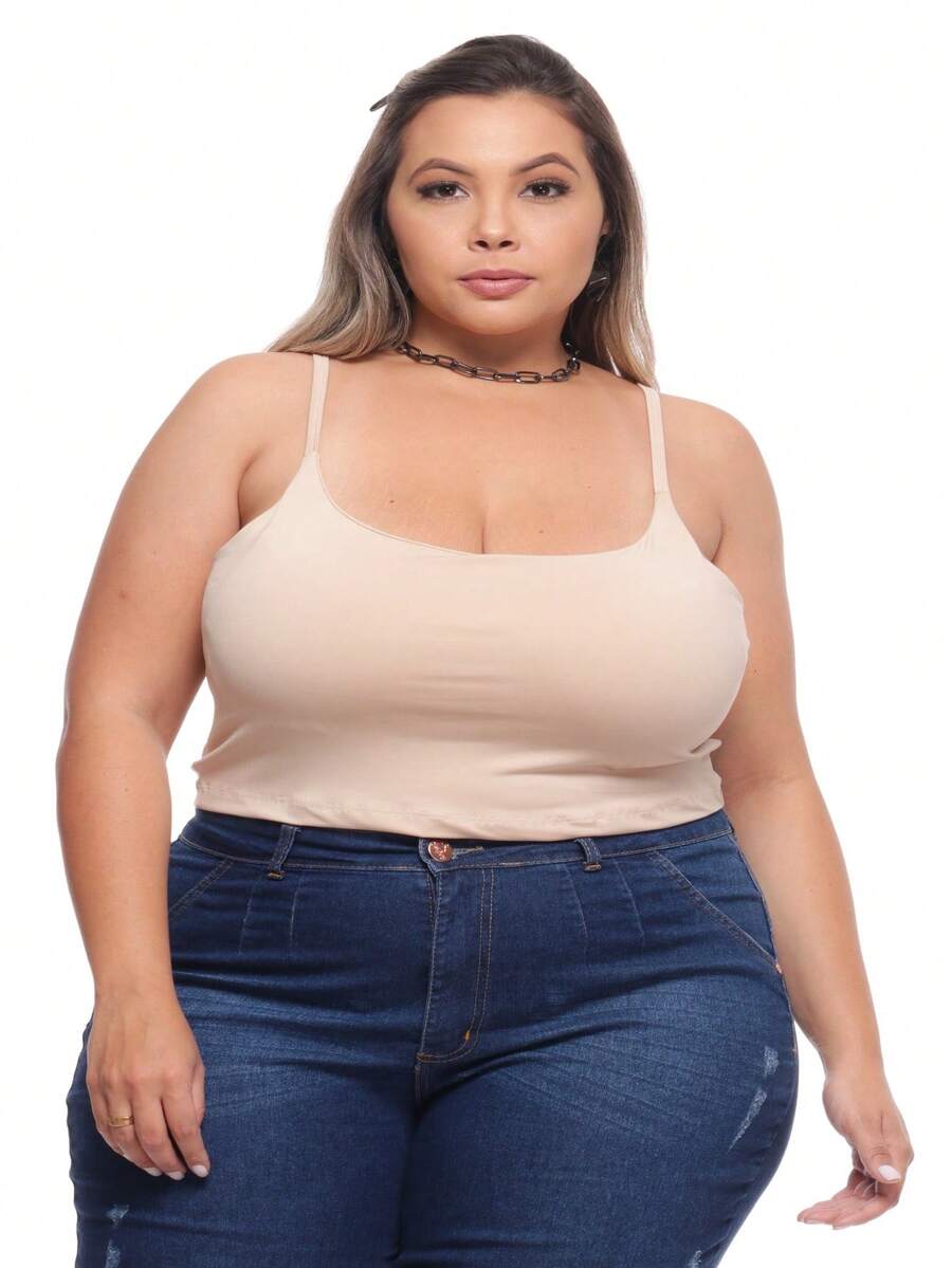 TOP Cropped Feminina Suflex Strap PLUS SIZE - Beis - Ver 1
