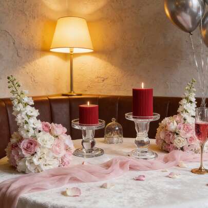 Detta doftljus i vintagestil med vinröda randar har en diameter på 4,8 cm och en längd från 7,2 cm till 19,3 cm. Det avger en söt doft och brinner rökfritt. Det är mycket lämpligt som dekoration på Alla hjärtans dag, som present, för högtidsfiranden och för middagar med levande ljus.