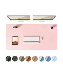 1件装PU皮革桌垫，鼠标垫，办公桌垫，防滑吸墨垫，笔记本电脑桌垫，皮革鼠标垫，防水皮革易清洁键盘垫鼠标垫，美甲桌垫，柔软超细纤维PU皮革美甲垫，可折叠美甲休息垫，可重复使用美甲桌垫，亚克力美甲桌垫，防水桌面书写垫，适用于办公室（粉色和黑色）