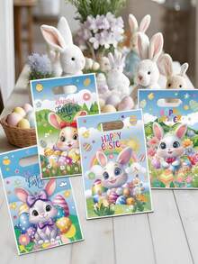 50pcs Easter Bunny Pattern Gift Bags, Party Tote Bags, Easter Eggs Rabbits Carrots Gift Packaging Bags, Easter Party Favor Bags, Happy Easter Gift Wrapping, Easter Gifts, Home Tote Gift Bags, Holiday Tote Bags, Kitchen Tabletop Decor, Home Decor, Easter Party Decorations, Easter Home Decor, Easter Egg Hunt Party Supplies, Spring Decor, Holiday Party Favors - Multicolor - View 7