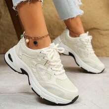 New Autumn Women's Shoes, Breathable And Lightweight Casual Sneakers With Non-Slip Soles - 米色 - 查看 4