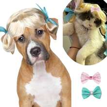 Funny Dog Wig Pet Costumes, Cat Costume Synthetic Hairpiece Cosplay Wigs,Wigs Cosplay Wigs For Women Wig Install Kit  Headwear For Halloween Christmas Festivals Party Dr, Fancy Dress,Average Size For Most Dog Cat,Palr Blonde For Braid,38049399 - 香檳色 - 查看 1