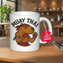 1pc Muay Thai Fighter Ceramic Coffee Mug - Thai Boxing Cup With Muay Thai Warrior Design, Durable & Heat-Resistant, Perfect Gift For Mothers Day, Fathers Day, Christmas, Halloween, Graduation - Ideal For Cafe, Workspace, Bedroom, Best For Christmas - 橘色 - 查看 3