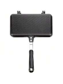 Doppelseitiger Grillplatte - Aluminium Antihaftbeschichtung Sandwich Maker, Wende-Grillplatte zum Backen von Käse, Frühstücks-Sandwich Maker, 35,5 x 24 x 3 cm. Die doppelseitige Grillplatte ist sowohl für den Heimgebrauch als auch für Outdoor-Picknicks geeignet. - Verschiedenfarbig - Übersicht 9
