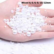 3000PCS Flatback Pearls For Crafting, 100G Mixed Sizes 4/5/6/8/10/12 White Half Round Pearls For Crafts Faux Flat Back Beads For Nail Face Art Tumbler Shoes Mugs Wedding Home Dration,38034380 - 白色 - 查看 2
