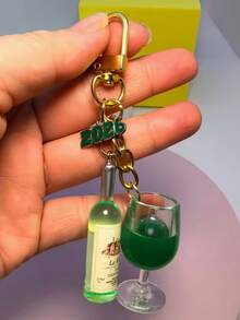 1件 2026 仿真啤酒杯红酒钥匙扣 酒吧纪念品礼物 女士手提包挂件 可爱啤酒配件 钥匙圈 男士钥匙扣 锌合金和亚克力仿红酒钥匙扣，酒瓶钥匙扣套装，亚克力主题葡萄酒钥匙扣套装 - 彩色 - 查看 7