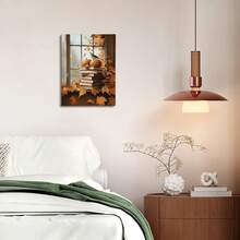 YLZlhb Arte de Pared Vintage de Otoño con Libro de Pájaro y Calabaza, Impresiones en Lienzo Rústicas de Otoño, Decoraciones de Arte de Pared de Casa de Campo para el Hogar, Dormitorio, Sala de Lectura, Cuadros Decorativos para Sala, Póster, con Marco, Pósters, Cuadros para la Pared, Marcos para Cuadros, Cuadro, Virgen de Guadalupe, Salas - transparente - Ver 4