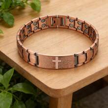 Vintage Red Copper Color Magnetic Bracelet, Embedded With 3000 Gauss Strong Magnet, Great Gift For Men, Adjustable Comes With Regulator,Pulseras,Suitable For Holidays, Father's Day, Christmas, Expressing Friendship - màu đen - Xem 6