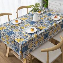 4/6/5/7 Piezas Juego de Mantel y Fundas de Silla con Estampado, 4 Piezas (4 Fundas de Silla), 6 Piezas (6 Fundas de Silla), 5 Piezas (1 Mantel + 4 Fundas de Silla), 7 Piezas (1 Mantel + 6 Fundas de Silla), Adecuado para Interiores/Exteriores, Reuniones en el Hogar, Decoración de Mesa y Silla para Fiestas, Reutilizable - Multicolor - Ver 11