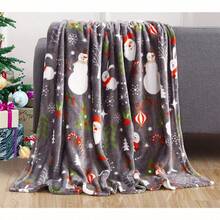 2026 Elegant Comfort Velvet Touch Ultra Plush Christmas Holiday Printed Fleece Throw/Blanket-50 X 60inch, (Reindeer), 50 X 60 Inch (W912) - 聖誕老人雪人灰色 - 查看 1