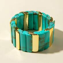 European And American Fashion Jewelry Ins Style Retro Wide Acrylic Bracelet Personality Exaggerated Color Block-Border Bracelet GCYX - 31178-bra-blue-EP - 查看 9