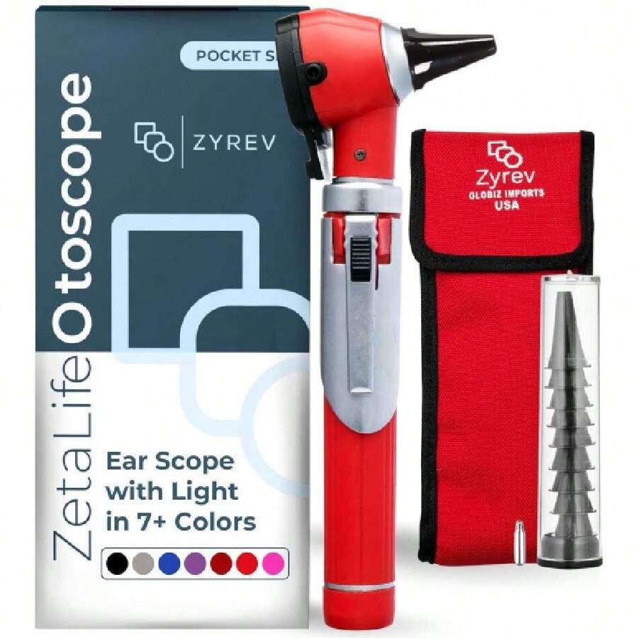 ZetaLife Otoscope - Ear Scope With , Ear Infection Detector, Piercing Kit Ear Cleaning Kit Tools Ear Cleaner Pocket Size (Red Color),38014851 - Red - View 1