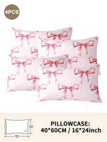 1pc/2pcs/4pcs Polyester Cute Bow Pattern Pillowcase (Pillow Insert Not Included), Soft & Comfortable, Suitable For All Seasons - Multicolor - View 30