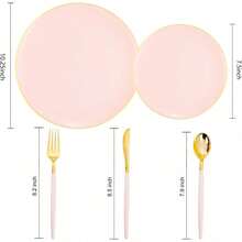 150PCS Clear Silver Plastic Plates & Disposable Silver Plastic Silverware With Glitter Bamboo Handle Cutlery-Baroque Clear Disposable Plates For Wedding & Easter Day & Mother's Day-TrugenixYSN1B - 粉色 - 查看 9