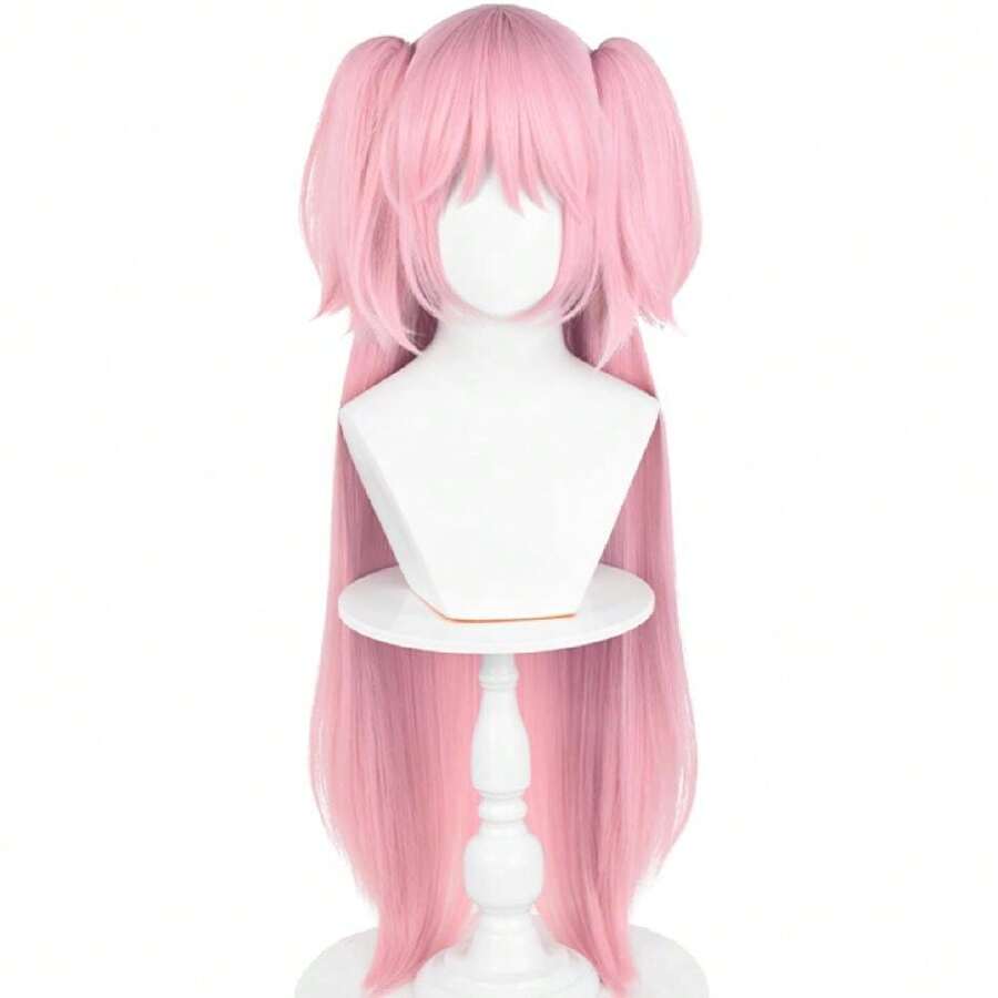 Mado-Ka Cosplay Wig 37.4'' Long Straight Pink Anime Ponytail Wig With Bangs Pink Pigtails Wigs For Women Halloween Party Costumes,37994636 - 粉色 - 查看 1