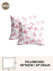 Bộ 1/2/4 vỏ gối bằng polyester họa tiết nơ dễ thương (không bao gồm ruột gối), mềm mại và thoải mái, phù hợp cho mọi mùa. - Nhiều màu - Xem 24