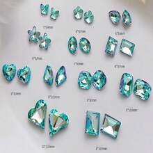 48 Pcs Big Mix Sizes Different Shape Nail Rhinestones 12 Styles 3D Glass Crtals Diamonds Love Distorts Heart Super Shiny Charms Gems Stones DIY Nail Art Dration Craft Jewelry (Lake Blue),38035520 - 湖藍色 - 查看 2