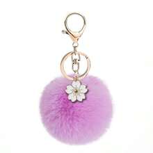 AD 1 pieza Lindo llavero con pompón de flores de cerezo, Encanto de peluche de conejo creativo, Colgante de llavero de coche, Regalo para mujeres, Cumpleaños, Año Nuevo - Plumas de flor de cerezo - Ver 11