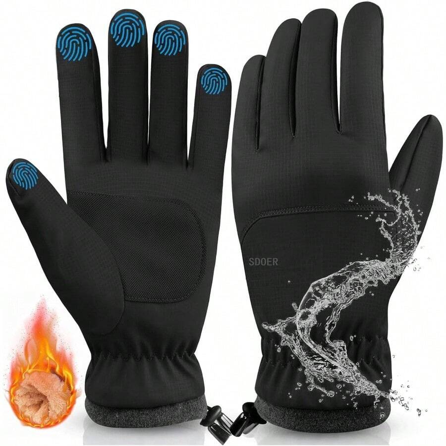 Guantes para Frio, Guantes con Pantalla Táctil,Guantes Nieve Impermeables A Prueba De Viento,Guante Motociclista Guante Moto para Ciclismo Correr Esquí Senderismo Escalada Hombres Y Mujeres - M - Ver 1