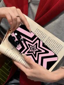 1pc Layered Geometric 2D Pattern Fashion Phone Case, Classic Versatile Stylish Creative, Suitable As Birthday, Holiday, Christmas Gift For Friends, Family, Couples, Matte Black Full Body Protection Compatible With IPhone 17/16/15/14/13/12/11/Pro/ProMax/PLUS And S/A Series - Black - View 3