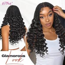 Braided Wigs For Black Women Double Full Lace Box Braided Wigs Synthetic Wavy Glueless Braid Wig With  Hair 3D Curls Braided Wig 24 Inch (1B, Wavy-24),38059040 - 亞麻棕 - 查看 6