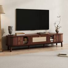 TV Mounts, Stands & Turntables - Natural + Particle Board + Rattan + 50-59 Inches - View 8