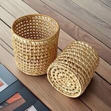 Handwoven Rattan Storage Baskets, Multi-Size Cylindrical Storage Racks, Kitchen Utensil Racks, Tea Set And Pen Holder Storage Racks, Hollow Decorative Baskets For Home And Office - Rattan Hollow Tube - View 10