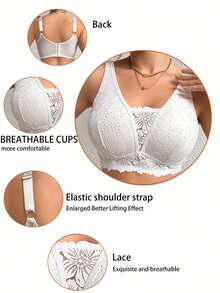 Plus Size Women Lace Patchwork Seamless Underwear, Suitable For Daily Wear And Various Occasions - White - View 5