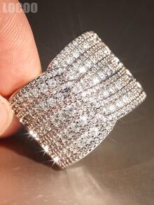 1 pieza Anillo clásico de circonita cúbica para mujer para boda, compromiso, aniversario, fiesta, joyería, regalo del Día de San Valentín - 1# - Ver 2