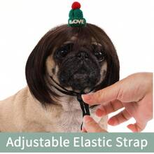 Funny Dog Cat Cosplay Wig, Dog Wigs For Small Medium Dogs,Wigs Cosplay Wigs For Women Wig Install Kit  Pet Costume Wig For Halloween Christmas Parties Festivals (Black Brown Straight Hair),38049419 - 黑色 - 查看 5
