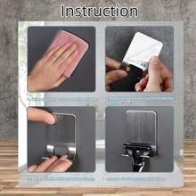 Leoon 4 Piezas Ganchos Adhesivos para Pared, Ganchos de Bao sin Taladro, Porta Rastrillos para Ducha, Acero Inoxidable 304, Resistente al Agua, Soporta 5kg, Para Toallas, Ropa, Llaves, Cocina - plateado - Ver 8