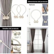 OpenHi 4 Piezas Sujetador De Cortinas, Cinta Magntica Decorativa para Cortinas, con Imn De Tierras Raras, Ideal para Sala De Estar, Dormitorio, Bao Y Comedor, 48 cm De Longitud - como se muestra en la figura - Ver 2