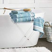 OpenHISKL Home Seabrook - Toalla de bao, diseo de Rayas, Color Azul, Toalla de bao, Verde Azulado, Toalla de bao, 1 - toalla de baño - Ver 5