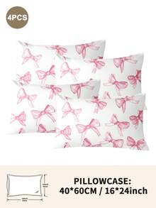 Bộ 1/2/4 vỏ gối bằng polyester họa tiết nơ dễ thương (không bao gồm ruột gối), mềm mại và thoải mái, phù hợp cho mọi mùa. - Nhiều màu - Xem 14