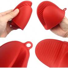 Mini Guantes para Horno de Silicona 2 Pares Mini Guantes de Cocina para Horno Guantes Aislantes de Calor Guantes Resistentes al Calor Anti-Escaldaduras de Manoplas para Cocina Negro Gris - NegroGris - Ver 5