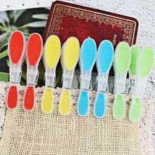 12 piezas de pinzas suaves para doblar la ropa, pinzas pequeñas para secar la ropa, pinzas de plástico, pinzas antiviento para secar ropa interior y calcetines - Multicolor - Ver 4