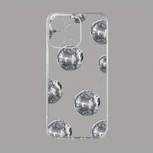 Funda de Teléfono: Funda de Teléfono Transparente con Patrón de Bolas Brillantes Plateadas Impresión UV para iPhone 16/ 16Plus/ 16Pro/ 16ProMax 13/ 13Pro/ 13ProMax 12/ 12Pro/ 12ProMax 11/ 11Pro/ 11Pro Max 7/ 8 X/ Xs - Estilo 1 (1 pieza) - Ver 4