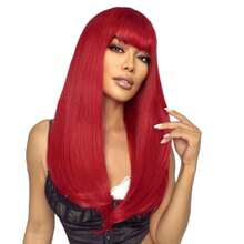 Red Wig With Bangs Long Straight Wigs For Women Red Natural Looking Hair Synthetic Heat Resistant Womens Wig For Daily Party Cosplay Use 22 Inch,38045211 - Red - View 2
