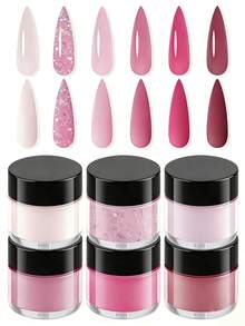 Bộ bột acrylic 6/24 màu, Hồng Y2K, Màu da, Trắng, Đen, Tím, Bột acrylic làm móng chuyên nghiệp dùng để nối móng, tạo hình móng, không cần đèn khò, 10g/gói. - Nhiều màu - Xem 17