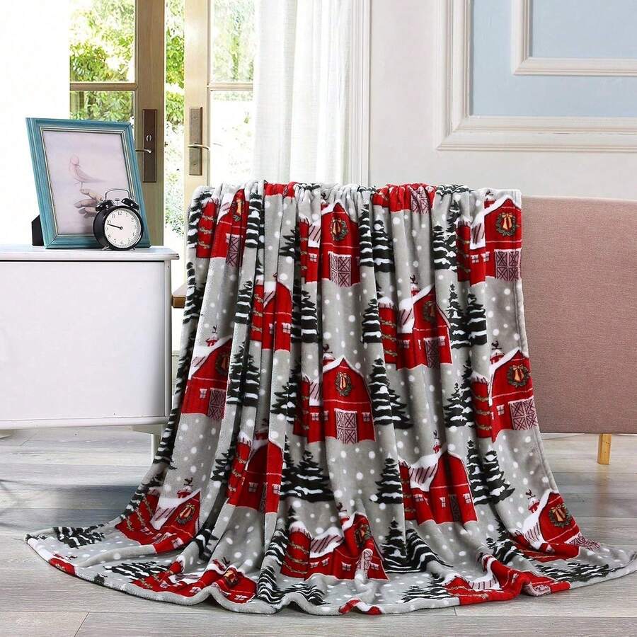 2026 Elegant Comfort Velvet Touch Ultra Plush Christmas Holiday Printed Fleece Throw/Blanket-50 X 60inch, (Reindeer), 50 X 60 Inch (W912) - 雪穀倉 - 查看 1