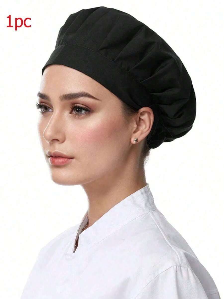 1pc Adjustable Elastic Chef Hat, Unisex Cooking Cap, Oil-Proof Work Hat, Dust-Proof Hair Cover, Suitable For Restaurant, Factory, Kitchen, Cooking, Hair Protection, Workshop, Food Service, Mother's Day Gift - Multicolor - View 1