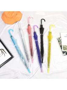 2 Pieces Wedding Season Transparent Umbrellas, Long-Handled Umbrellas, Popular Photo Spots, Transparent Umbrella Decoration Props, Straight Handles, Fresh And Cute Rainy Season High-Appearance Level Umbrellas,Spring Summer Picks,Brides Maid Gifts,Room,Bedroom Decor,Beach,Travel,For Men,For Women,Vacation,Women's Day,Travel Essentials,Wedding Favours,Y2k,Bedroom,Car Accessories Women,Kitchen Deccorcute Stuff - Multicolor - View 3