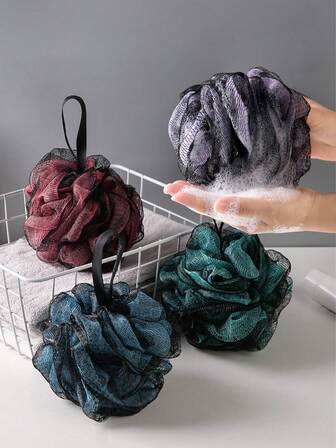 3pcs Bath Sponge Soft Shower Flower, Bubble Bath Ball, Random Color Home Bathroom Decor Fall Decor Back To School