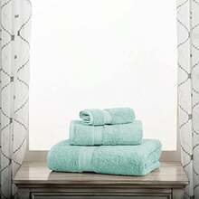 Leoon Superior, Juego de toallas de bao de algodn egipcio superior, slido, terry, 3 piezas, 100% algodn de larga fibra combinado, espuma de mar - Juego de 3 piezas + espuma de mar - Ver 3