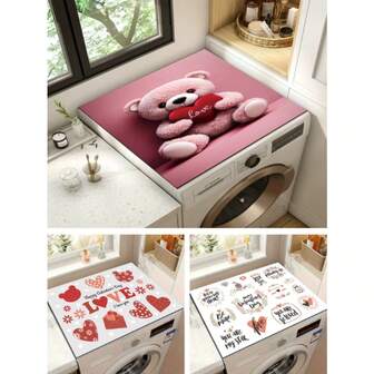 1 pieza Funda minimalista y artística de rosa romántica | Feliz Día de San Valentín | Funda para lavadora, funda para secadora, funda para tambor de lavadora, antideslizante, resistente al calor, resistente a los arañazos, revestimiento sintético, felpudo de diseño, felpudo de cocina, felpudo de piso, decoración de lavandería, almohadilla antideslizante con gran absorción de agua, fácil de limpiar y almacenar, cubierta antipolvo para refrigerador, absorción de agua y protección anti-UV